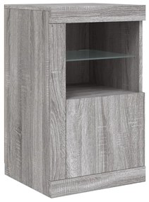 szürke sonoma tálalószekrény LED-világítással 163x37x67 cm