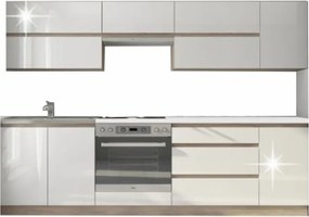 Konyhabútor, sonoma tölgy/fehér magasfényű HG, LINE NEW