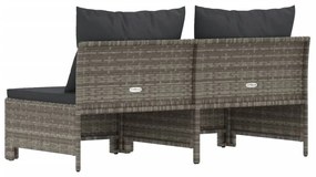 2 személyes szürke polyrattan kerti kanapé párnákkal