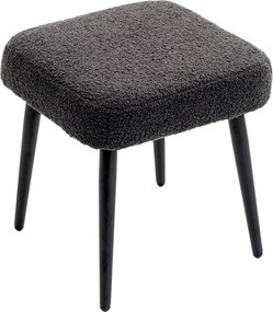 HOMCOM Puff Ülőke Négyzetes Smink Puff Sötétszürke Cashmere Hatással, Acél Lábakkal, 42 x 42 x 47 cm | Aosom