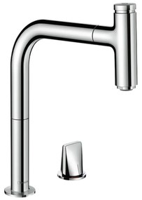 Hansgrohe Metris Select M71, kétlyukú konyhai kar Eco csaptelep 200 kihúzható kifolyóval 1jet, króm, HAN-73825000