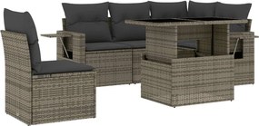 vidaXL 6 részes szürke polyrattan kerti ülőgarnitúra párnákkal