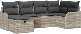 vidaXL Kerti Kanapé Szett párnával 6 pcs Világosszürke Poli rattan