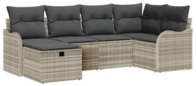 vidaXL Kerti Kanapé Szett párnával 6 pcs Világosszürke Poli rattan