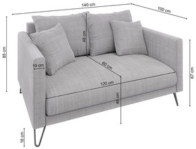 Világosszürke zsenília kanapé 140 cm Freya – Ropez