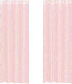 vidaXL 2 db világos rózsaszínű fátyolfüggönyök rojtokkal 140x260 cm