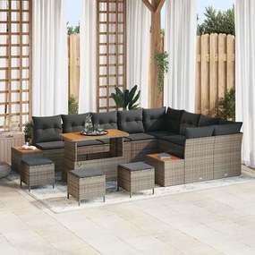 Kerti Kanapé Szett párnával tárolóval 13 pcs Szürke Poli rattan
