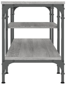 szürke sonoma színű szerelt fa és vas TV-szekrény 121x35x45 cm