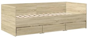 sonoma tölgy kanapéágy fiókkal matrac nélkül 75x190 cm