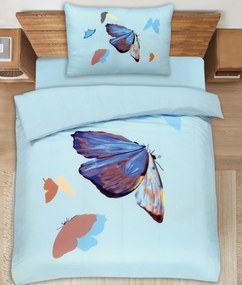 BUTTERFLY kék  lepedő 70x90cm + 140x200cm
