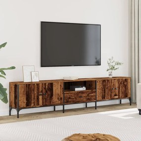 antik fa színű szerelt fa TV-szekrény fiókkal 200 x 25 x 44 cm