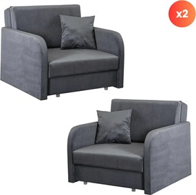 2 db-os szett, egyszemélyes ágyazható fotel szürke színben VERO