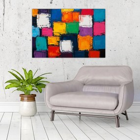 Kép - Színes négyzetek festménye (90x60 cm)