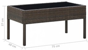 barna polyrattan kerti asztal 75 x 40 x 37 cm