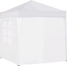 Outsunny 2x2m Vizesálló, Összecsukható Pavilon 4 Oldallal, Vízlevezetéssel Együtt, UV 30+ Parti Sátor Hordtáskával, Kerti Pavilon Teraszra, Fehér | Ao