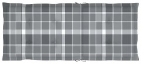 4 db tömör tíkfa kerti szék szürke kockás párnákkal