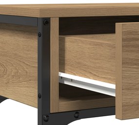 Konsole Asztal Artisan tölgy 72,5x25x75 cm Mérnöki Fa &amp; Acél