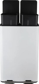 Matt fehér acél szelektív pedálos szemetes 2x30 l Aliya – Spirella