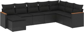 vidaXL 8 részes fekete polyrattan kerti ülőgarnitúra párnákkal