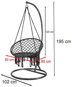 Cardenas függőfotel állvánnyal fekete-fekete