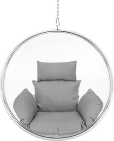 Függő fotel, átlátszó/ezüst/szürke, BUBBLE NEW TYP 1