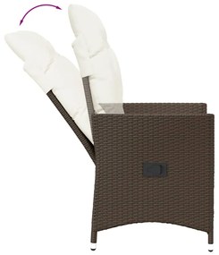 3 részes barna polyrattan bisztrógarnitúra párnákkal