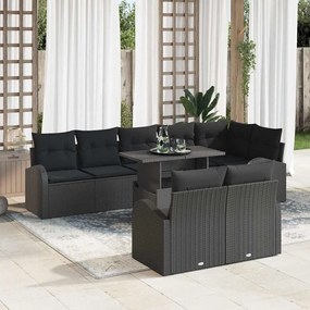 Kerti Kanapé Szett párnával 9 pcs Fekete 100 x 55 x 73 cm