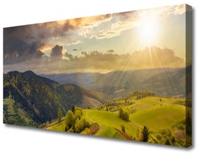 Vászonkép Mountain Meadow Sunset 100x50 cm