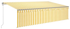 sárga-fehér redőnyös, LED-es, szélérzékelős napellenző 5x3 m