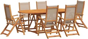 vidaXL 7 részes tömör akácfa és textilén kerti étkezőgarnitúra