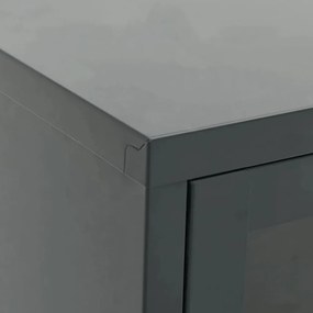 antracitszürke acél és üveg TV-szekrény 105 x 35 x 52 cm