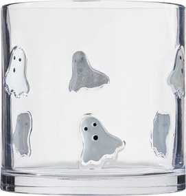 HALLOWEEN üveg gyertyartó 15 cm , szellem