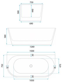 Fürdőkád CAPRI 150cm