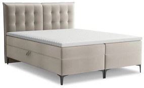 Szürkésbarna ágyneműtartós boxspring ágy 180x200 cm Mikana – Makamii