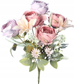 Csokor 8 művirág mix rózsa és liliom sötét rózsaszín