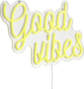 Neon fali lámpa sárga LED-del - Good Vibes