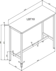 Bárasztal, magas bárpult 100 x 40 x 90 cm, rusztikus barna