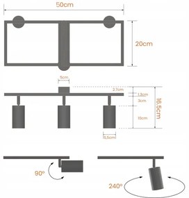 Álmennyezeti spotlámpa 3xGU10/30W/230V fekete