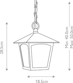 Elstead klasszikus kültéri függeszték york fekete átlátszó IP43 elsbl6b-black