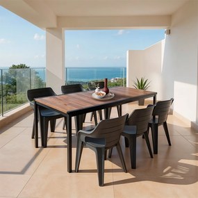 Ravello Large 6+1 kerti bútor garnitúra szett dió-fekete