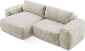 Bézs zsenília kinyitható sarokkanapé (bal oldali-heverő résszel) Kuki – Makamii