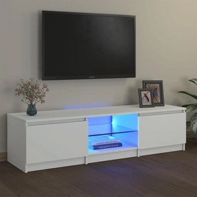 Fehér TV-szekrény LED lámpákkal 140 x 40 x 35,5 cm