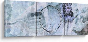 Kép - Virágos freskó téglafalon (órával) (90x30 cm)