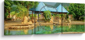 Kép - Shanghai, hotel, park (órával) (90x30 cm)