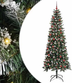 vidaXL Mű karácsonyfa 300 LED-del Zöld 210 cm PVC és Műanyag és Acél