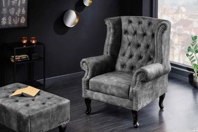 Design puff Chesterfield szürke bársony