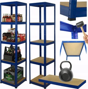 Tárolószekrény fém állvány Helios 213x35x35cm 5Px175kg Tömör Kék