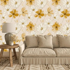 Fotótapéta - Bézs minta virágokkal (147x102 cm)