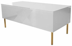 Dohányzóasztal Merced A100Fényes fehér, Fehér, 49x55x120cm, Laminált forgácslap, Sarok