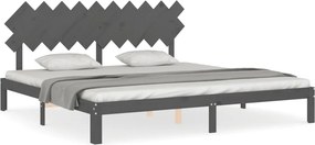 vidaXL szürke tömör fa ágykeret fejtámlával 200 x 200 cm